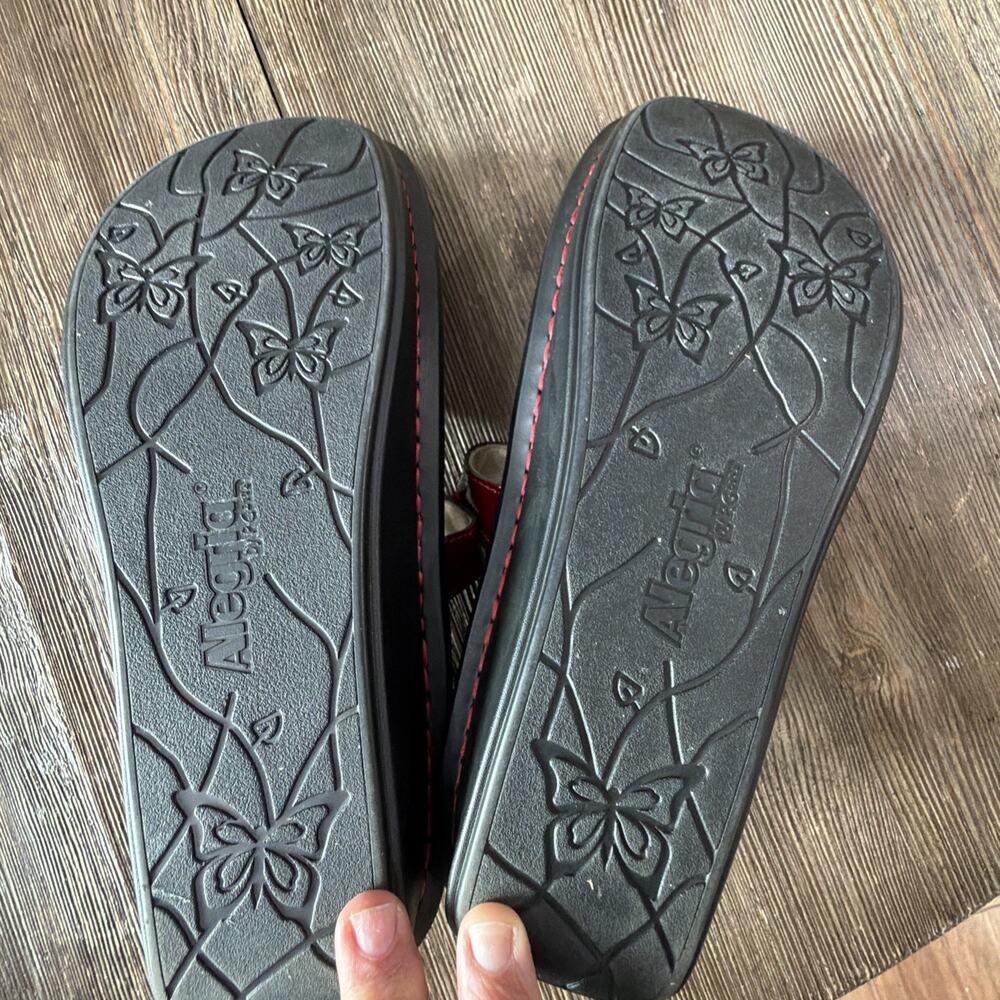 Alegria 8.5 Leather Adjustable Slip-On Mary Janes Marcy Cherry Bomb Pat size 39 - Picture 7 of 10